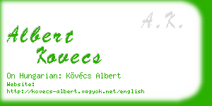 albert kovecs business card